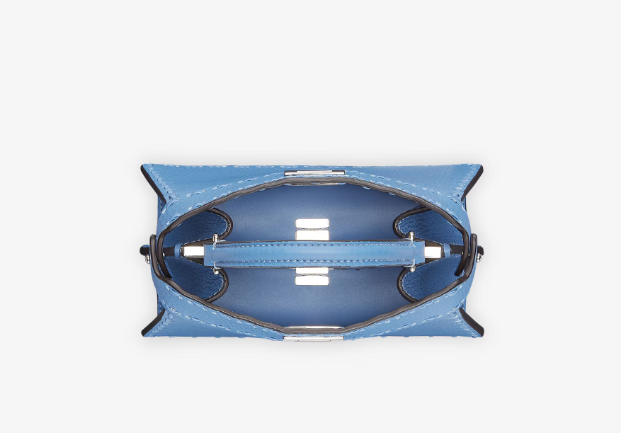 Fendi Peekaboo ISeeU Petite Blue Selleria bag with 306 hand-sewn topstitches