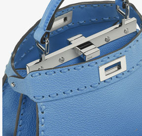 Fendi Peekaboo ISeeU Petite Blue Selleria bag with 306 hand-sewn topstitches