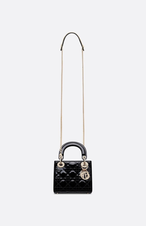 Dior Mini Bag Black Patent Cannage Calfskin Women