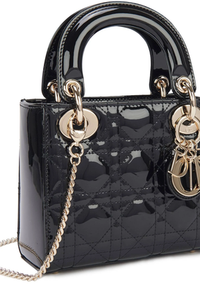 Dior Mini Bag Black Patent Cannage Calfskin Women