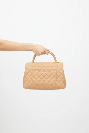 Chanel Beige Quilted Leather Small Coco Bag