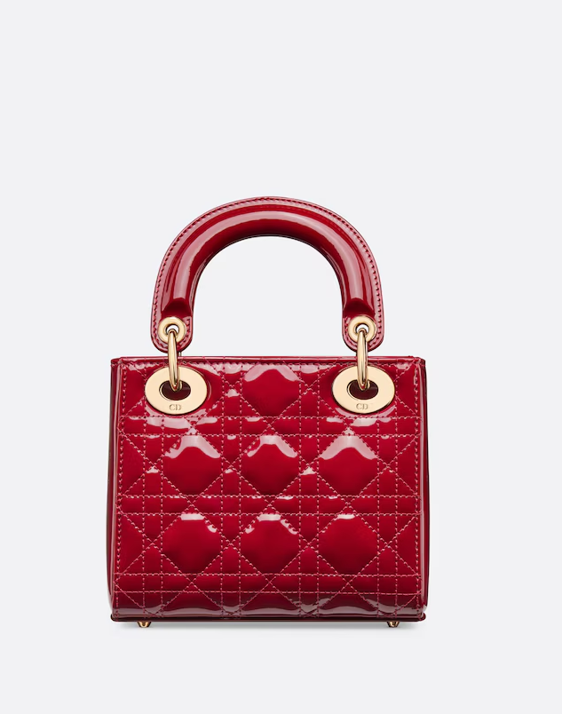 Mini Lady Dior Bag Cherry Red Patent Cannage Calfskin