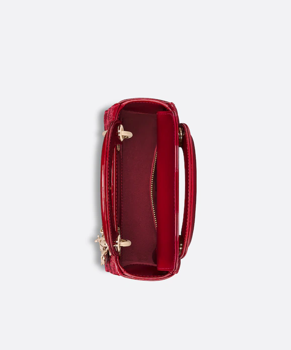 Mini Lady Dior Bag Cherry Red Patent Cannage Calfskin