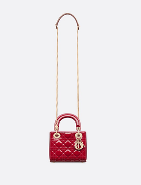 Mini Lady Dior Bag Cherry Red Patent Cannage Calfskin