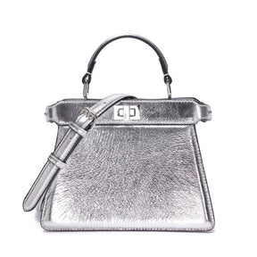 Fendi Peekaboo Silver Leather Bag