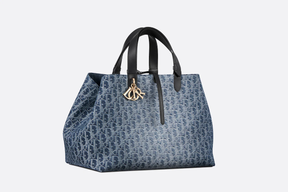 Large Dior Toujours Blue Denim Oblique Jacquard Bag