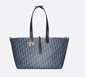 Large Dior Toujours Blue Denim Oblique Jacquard Bag