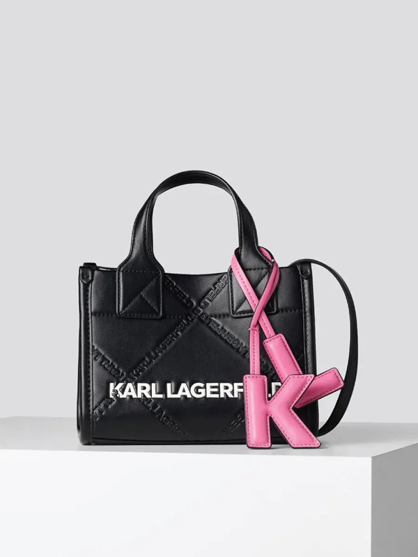 Original KARL LAGERFELD EMBOSSED SMALL TOTE BAG - BLACK
