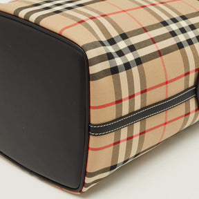 Burberry Ashby Archive Beige Check Fabric and Leather Bucket Bag