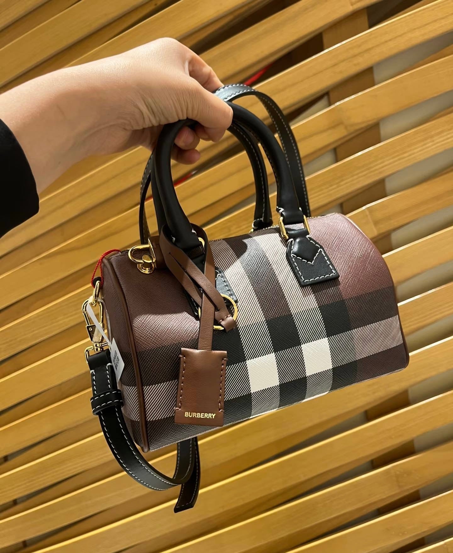 Burberry mini check padlock tote bag