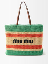 Miu Miu Logo-embroidered Straw Tote Bag