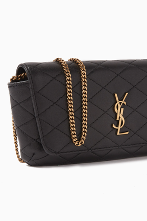 SAINT LAURENT Gaby Phone Holder in Quilted Leather