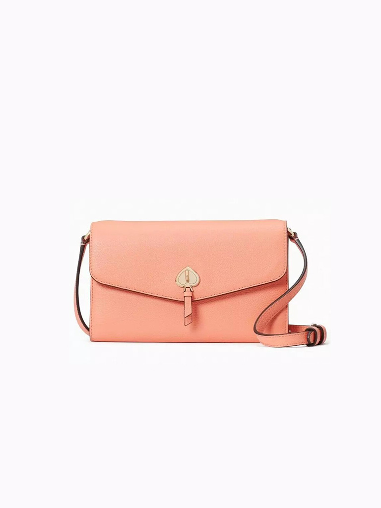 Original Kate Spade Marti Leather Flap Wallet Crossbody Peach Orange