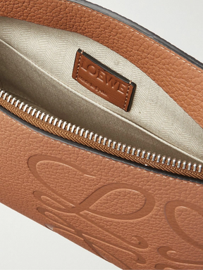 Loewe Brand T Logo-Debossed Full-Grain Leather Pouch