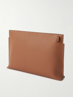 Loewe Brand T Logo-Debossed Full-Grain Leather Pouch