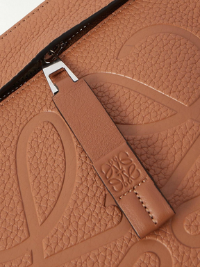 Loewe Brand T Logo-Debossed Full-Grain Leather Pouch