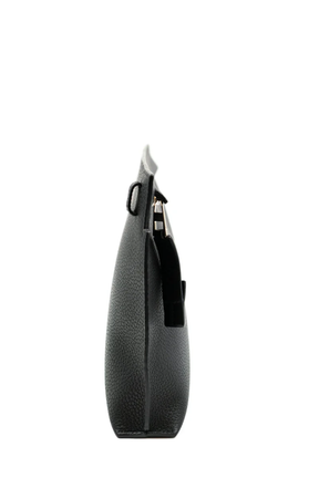 Loewe black grained leather logo clutch