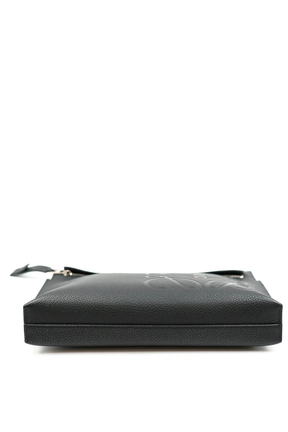 Loewe black grained leather logo clutch