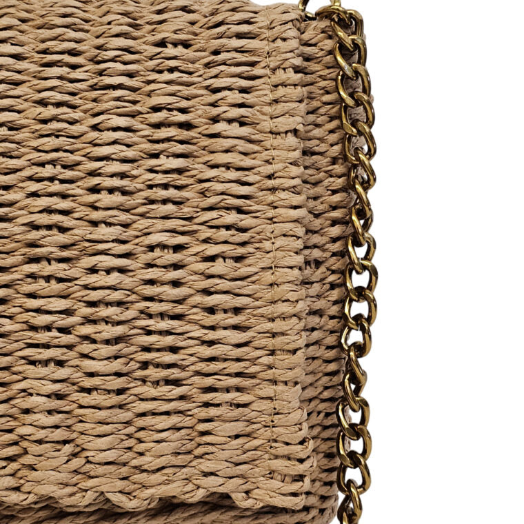 YSL Medium Supple Chain Bag In Raffia