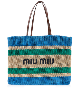 Miu Miu Striped Woven Top Handle Bag