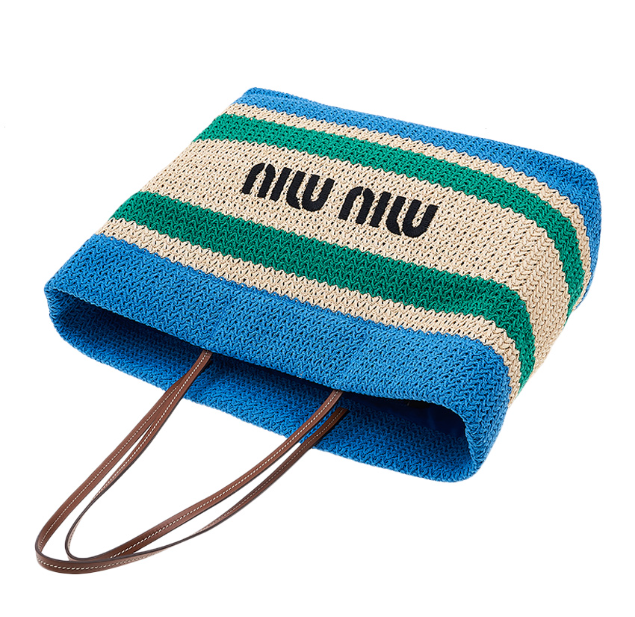 Miu Miu Striped Woven Top Handle Bag