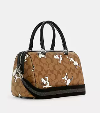 Coach X Peanuts Rowan Satchel In Signature Canvas With Snoopy Print