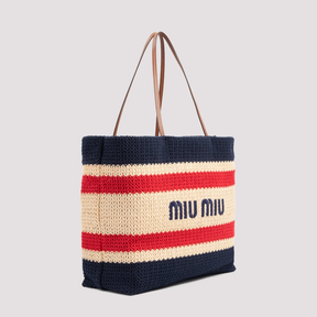 Miu Miu Striped Woven Top Handle Bag