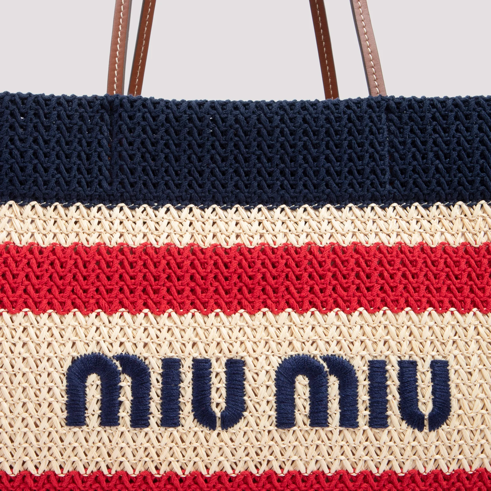 Miu Miu Striped Woven Top Handle Bag