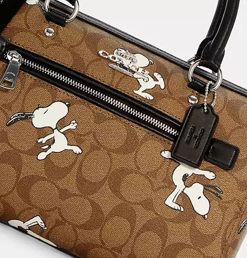 Coach X Peanuts Rowan Satchel In Signature Canvas With Snoopy Print