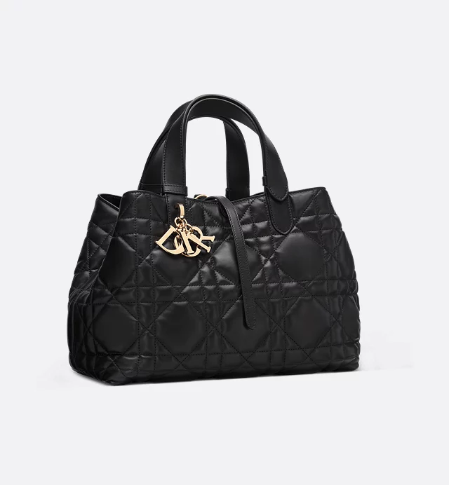 Medium Dior Toujours Bag Black Macrocannage Calfskin