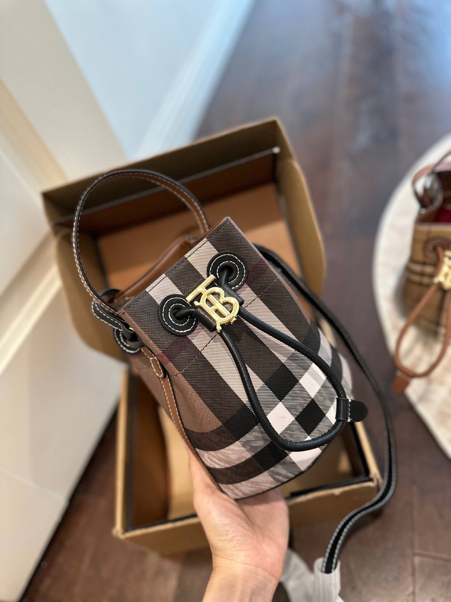 Burberry small TB leather bucket bag