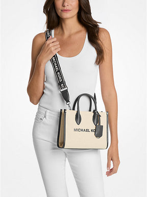 Michael Kors Mirella Small Two-Tone Canvas Crossbody Bag