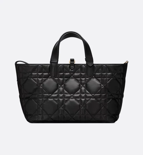 Medium Dior Toujours Bag Black Macrocannage Calfskin