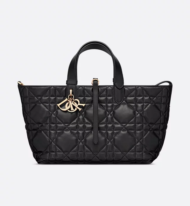 Medium Dior Toujours Bag Black Macrocannage Calfskin