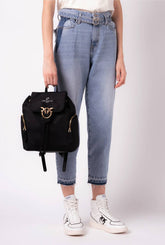 Original Pinko Recycled Backpack Limo Black Block