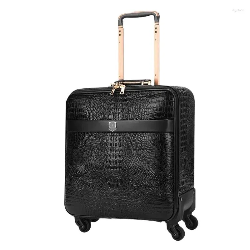 3 PCS Suitcases High Quality PU Crocodile Pattern Suitcase Trolley Luggage