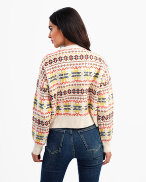 Women's Printed Knitted Sweater In Beige