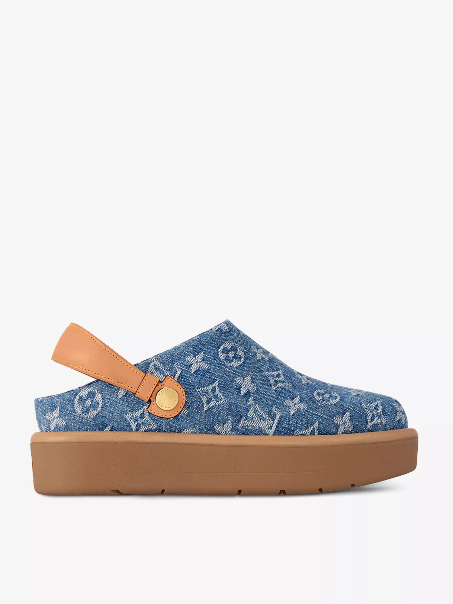 LOUIS VUITTON Aspen monogrammed denim and leather clogs