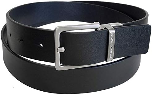 Giorgio Armani Leather Double Face Belt Black Belt Two Buckle Gift Set Box for Men