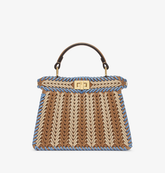 Peekaboo ISeeU Petite Beige and light blue braided leather bag