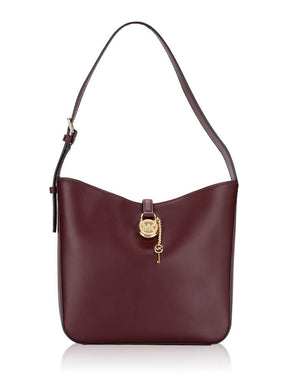 MICHAEL KORS Lyra Leather Small Bucket Bag Oxblood