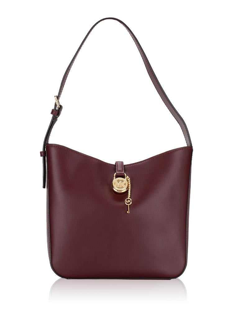 MICHAEL KORS Lyra Leather Small Bucket Bag Oxblood