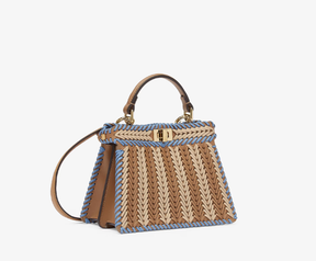 Peekaboo ISeeU Petite Beige and light blue braided leather bag