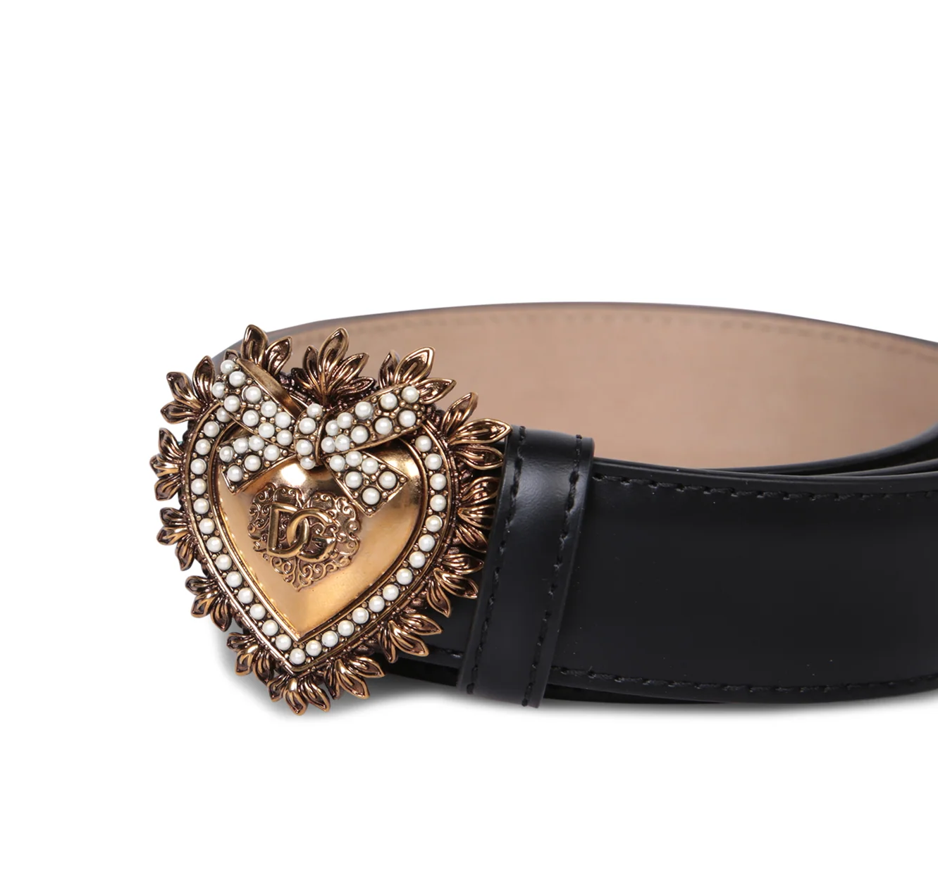 Dolce & Gabbana Handmade jewel heart buckle with pearl inlays