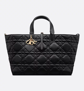 Large Dior Toujours Bag Black Macrocannage Calfskin