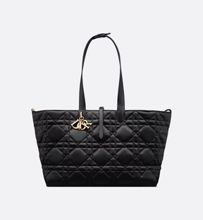 Large Dior Toujours Bag Black Macrocannage Calfskin