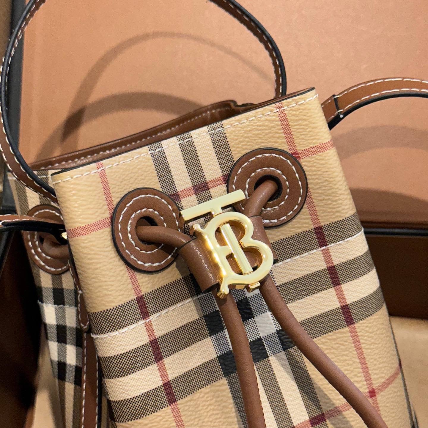 Burberry small TB leather bucket bag