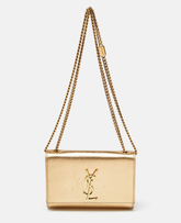 Saint Laurent Gold Leather Small Monogram Kate Chain Bag