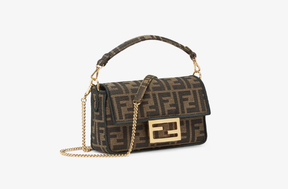 Fendi Baguette Mini Brown FF jacquard fabric bag