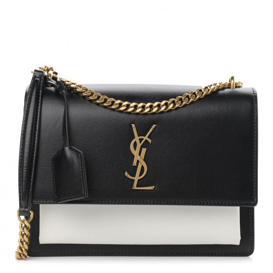 Yves Saint Laurent Monogram Sunset Black Pearl White Bag